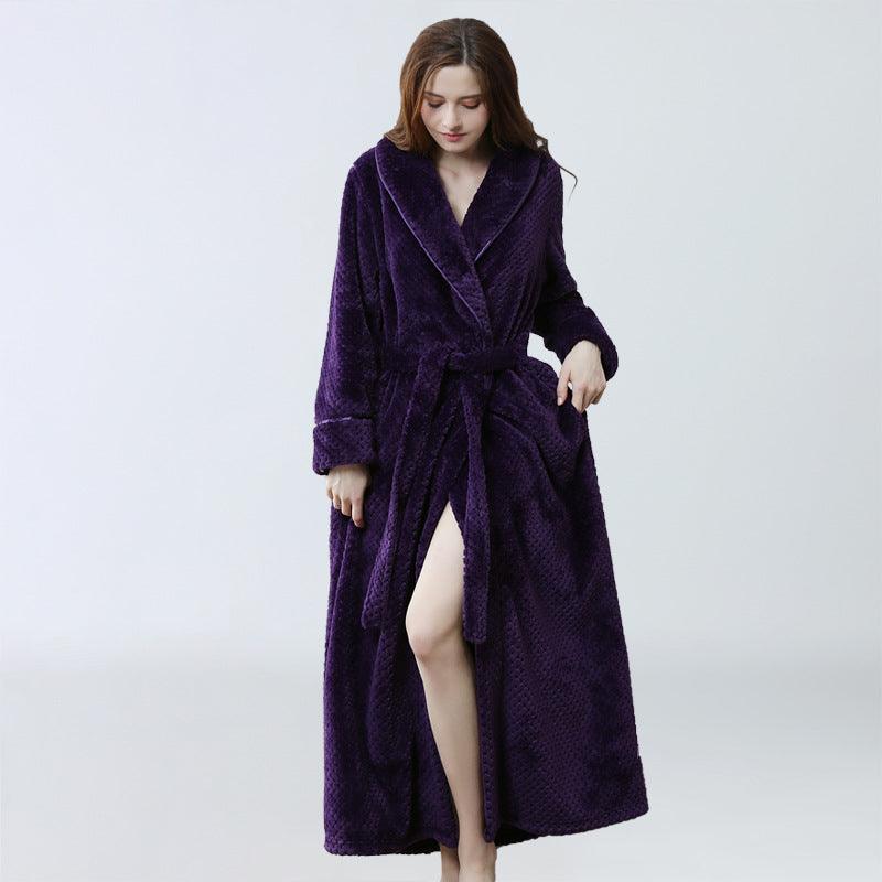 Thick waist velvet bathrobe - Almoni Express