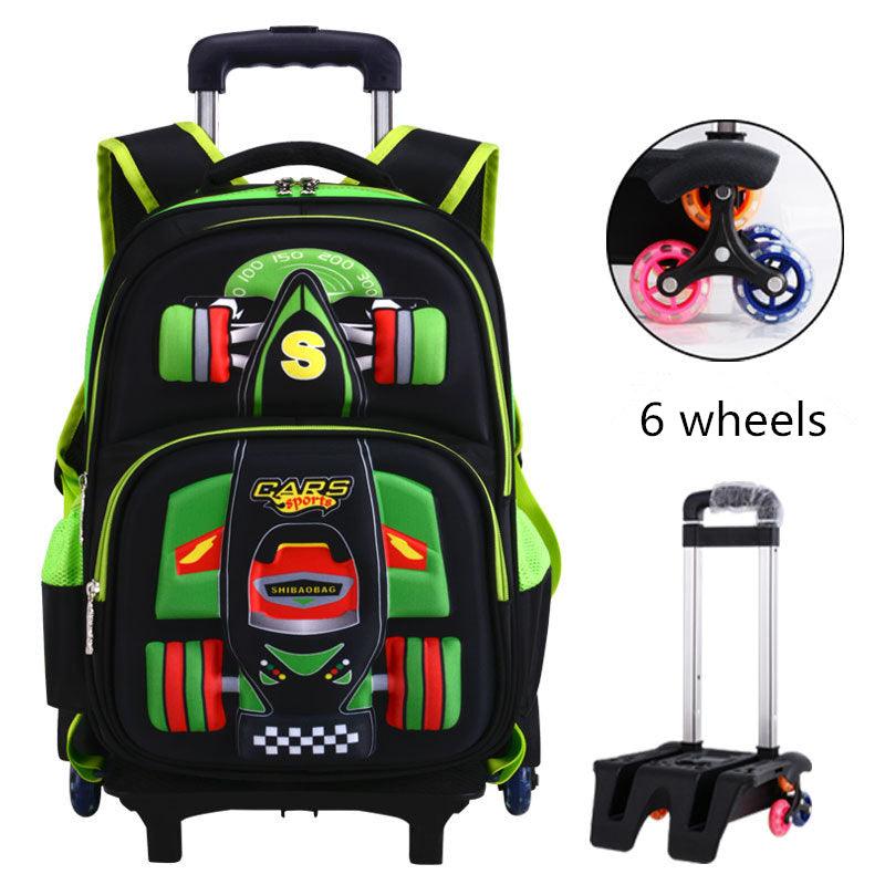 Three Dimensional Car Boys Primary School Trolley School Bag - Almoni Express