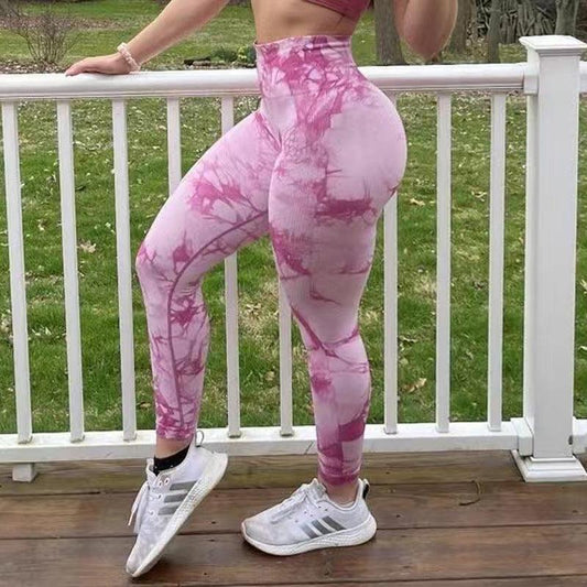 Tie Dye Leggings Women Fitness Yoga Pants Seamless Push Up Workout Tights Gym Sports Legging - AL MONI EXPRESS