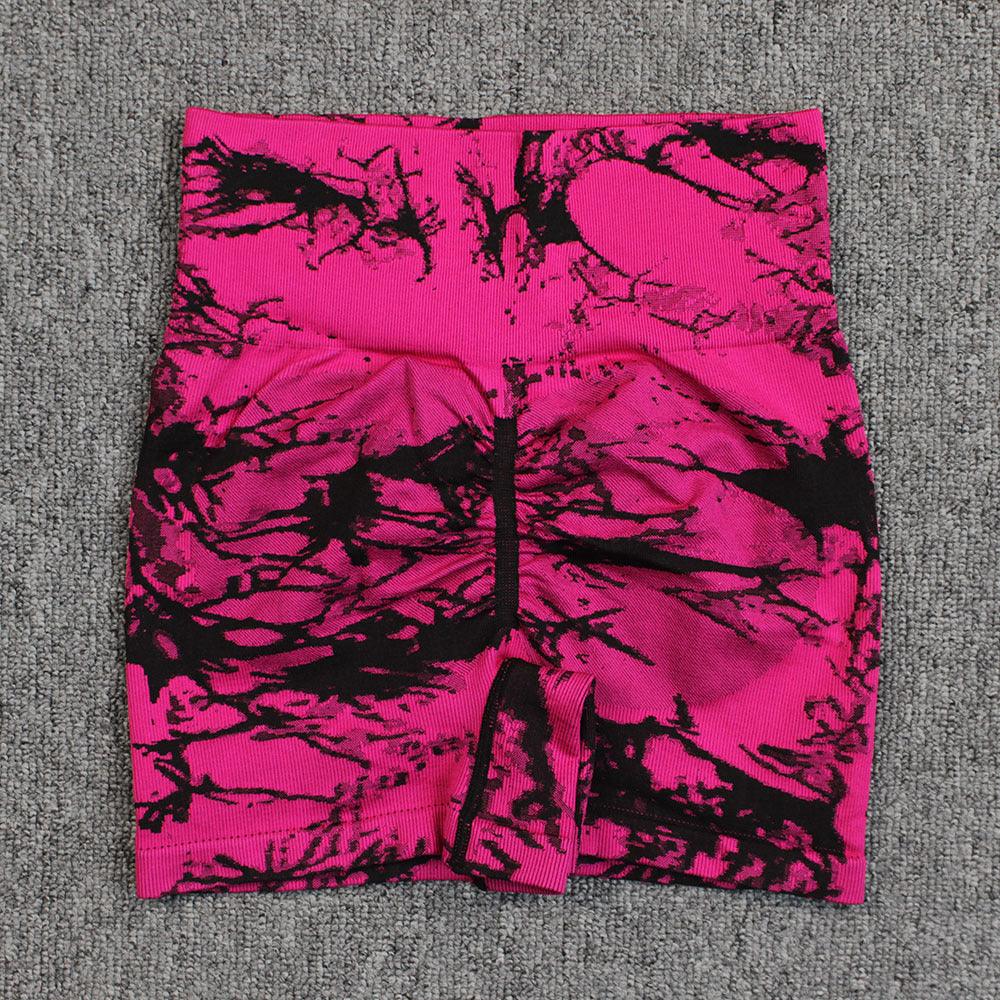 Tie-dye Printed Yoga Pants Summer Quick-drying Fitness Shorts Sexy High-waisted Hip-lifting Leggings Women Pants - AL MONI EXPRESS