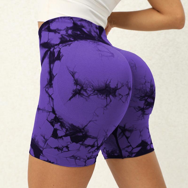 Tie-dye Printed Yoga Pants Summer Quick-drying Fitness Shorts Sexy High-waisted Hip-lifting Leggings Women Pants - AL MONI EXPRESS