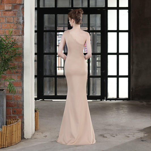 Toast Dress Bride Long One-shoulder Thank You Banquet Slim Fishtail Skirt - Almoni Express