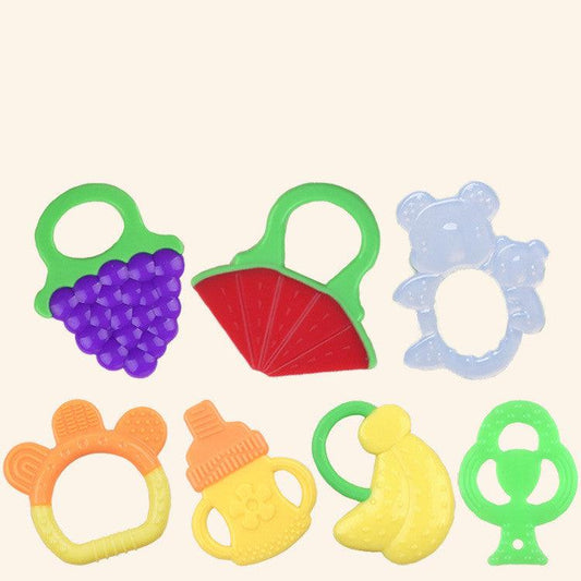 Toddlers Infants Baby Teething Toy Soft Silicone Fruit Teether Holder - Almoni Express