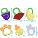 Toddlers Infants Baby Teething Toy Soft Silicone Fruit Teether Holder - Almoni Express