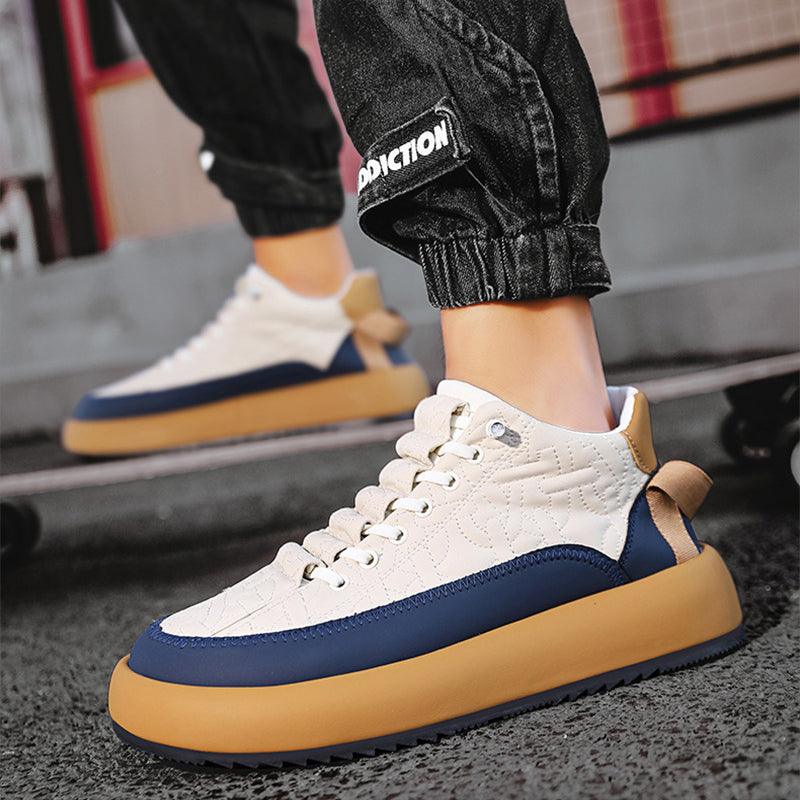 Trendy Color-blocked Sports Shoes Casual Lace Up Sneakers For Men Fashion Comfortable Versatile Thick-soled Walking Running Shoes - AL MONI EXPRESS