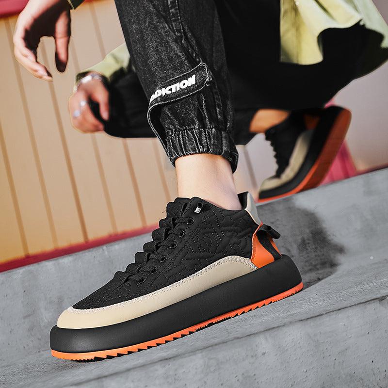 Trendy Color-blocked Sports Shoes Casual Lace Up Sneakers For Men Fashion Comfortable Versatile Thick-soled Walking Running Shoes - AL MONI EXPRESS