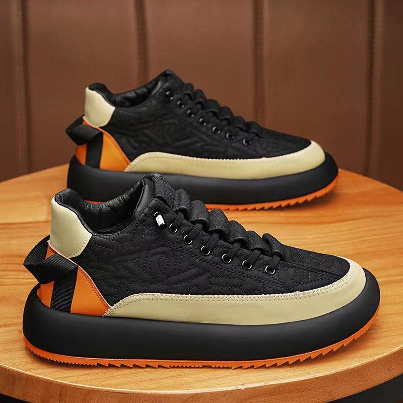 Trendy Color-blocked Sports Shoes Casual Lace Up Sneakers For Men Fashion Comfortable Versatile Thick-soled Walking Running Shoes - AL MONI EXPRESS