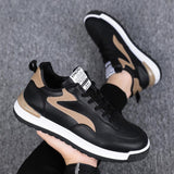 Trendy Lace-up Sneakers Casual Shoes Men's Fashion Versatile Round-toe Flat-soled Outdoor Casual Walking Running Shoes Students - AL MONI EXPRESS