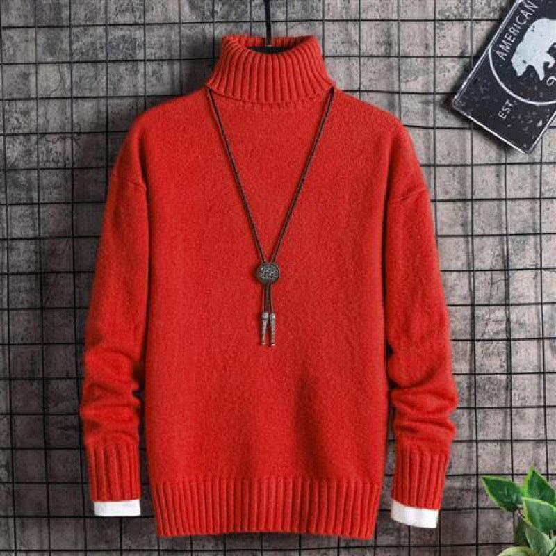 Turtleneck Sweater Men Korean Style Trend Thick Winter - Almoni Express