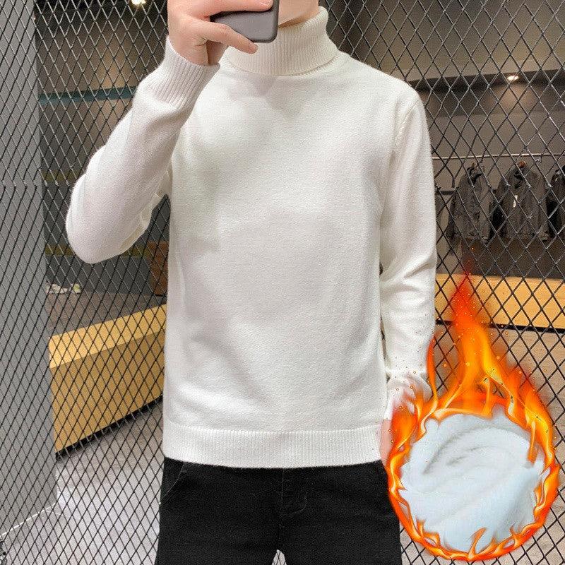 Turtleneck Sweater Plus Velvet Knitting Trend Of Self-cultivation All-match - Almoni Express