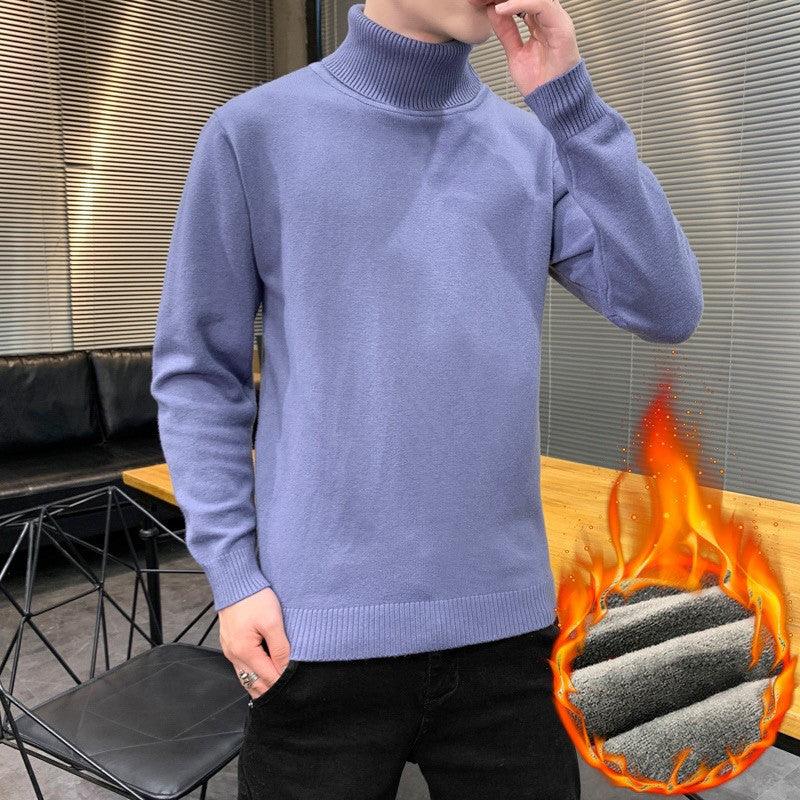 Turtleneck Sweater Plus Velvet Knitting Trend Of Self-cultivation All-match - Almoni Express