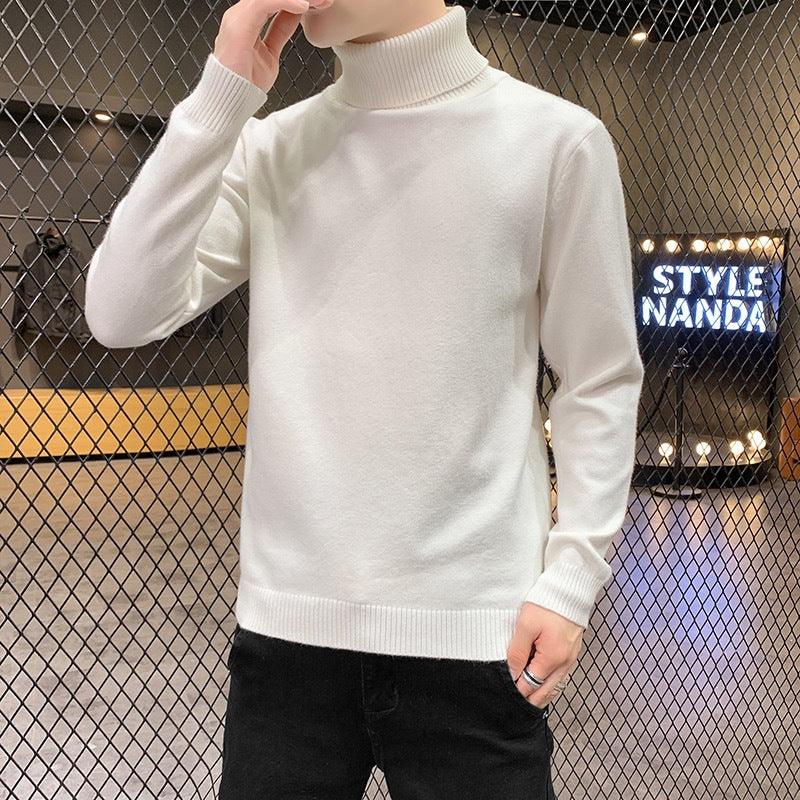 Turtleneck Sweater Plus Velvet Knitting Trend Of Self-cultivation All-match - Almoni Express