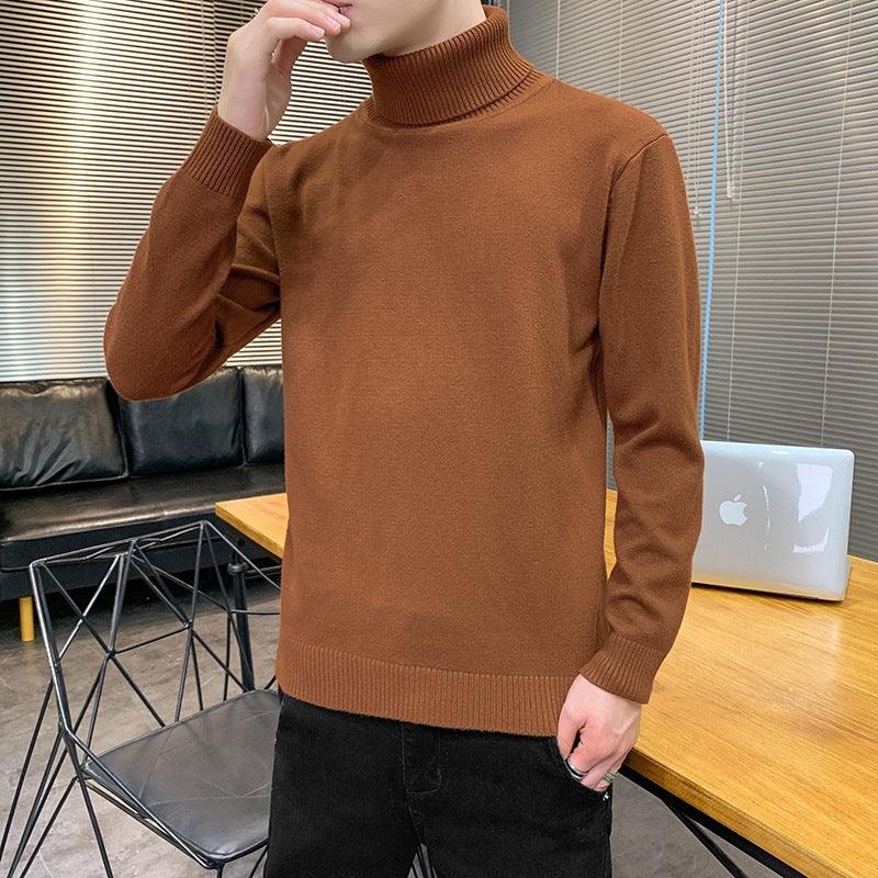 Turtleneck Sweater Plus Velvet Knitting Trend Of Self-cultivation All-match - Almoni Express