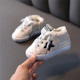 Two Cotton Sneakers Plus Velvet Padded Girls White Shoes Cotton Shoes - Almoni Express