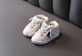 Two Cotton Sneakers Plus Velvet Padded Girls White Shoes Cotton Shoes - Almoni Express