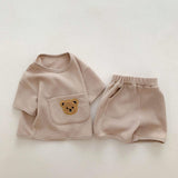 Unisex Baby Suit Clothes For Babies Summer Two-piece Bear Top Shorts - Almoni Express