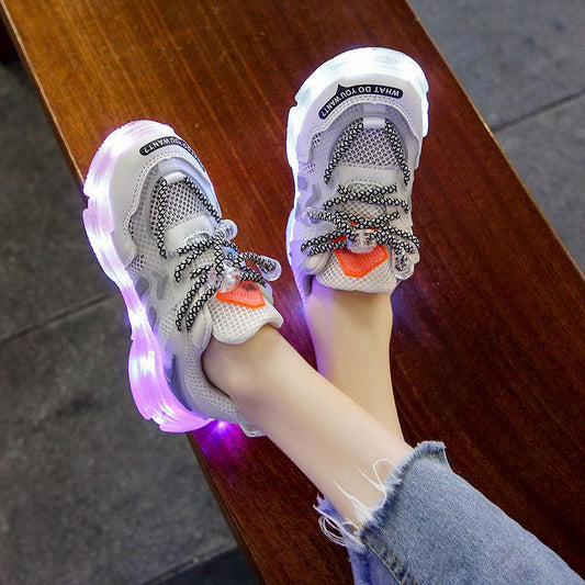 USB Charging Glowing Girls Sneakers Children Casual Shoes - Almoni Express