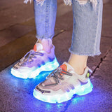 USB Charging Glowing Girls Sneakers Children Casual Shoes - Almoni Express