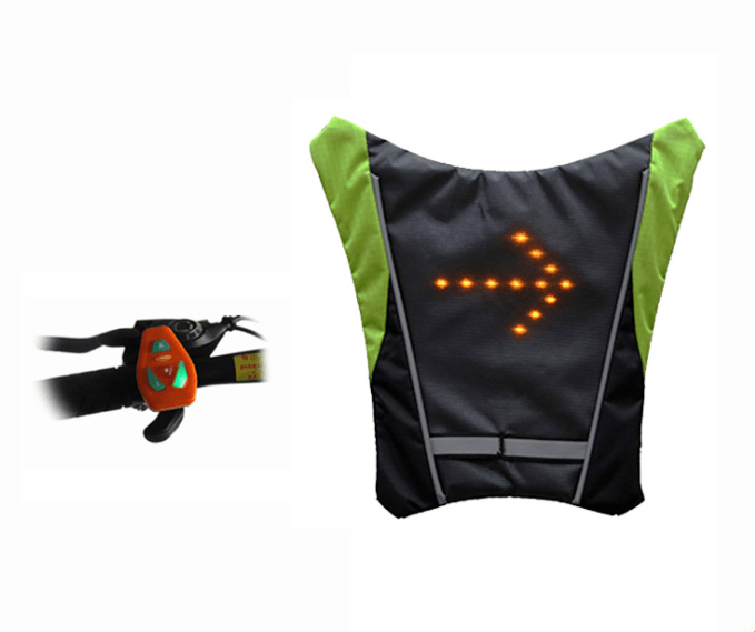 USB Rechargeable Reflective Vest Backpack with LED Turn Signal Light Remote Control Outdoor Sport Safety Bag Gear for Cycling - AL MONI EXPRESS