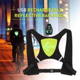 USB Rechargeable Reflective Vest Backpack with LED Turn Signal Light Remote Control Outdoor Sport Safety Bag Gear for Cycling - AL MONI EXPRESS