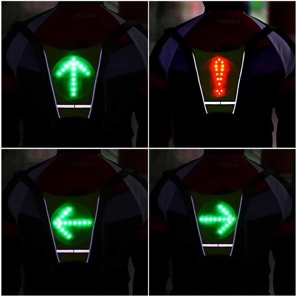 USB Rechargeable Reflective Vest Backpack with LED Turn Signal Light Remote Control Outdoor Sport Safety Bag Gear for Cycling - AL MONI EXPRESS