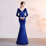 Velvet Evening Dress Mermaid Dress - Almoni Express