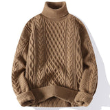 Vintage Jacquard Turtleneck Thick Sweater Men - Almoni Express