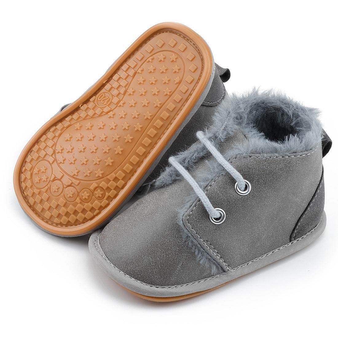 Warm And Velvet Baby Rubber-soled Non-slip Toddler Shoes - Almoni Express