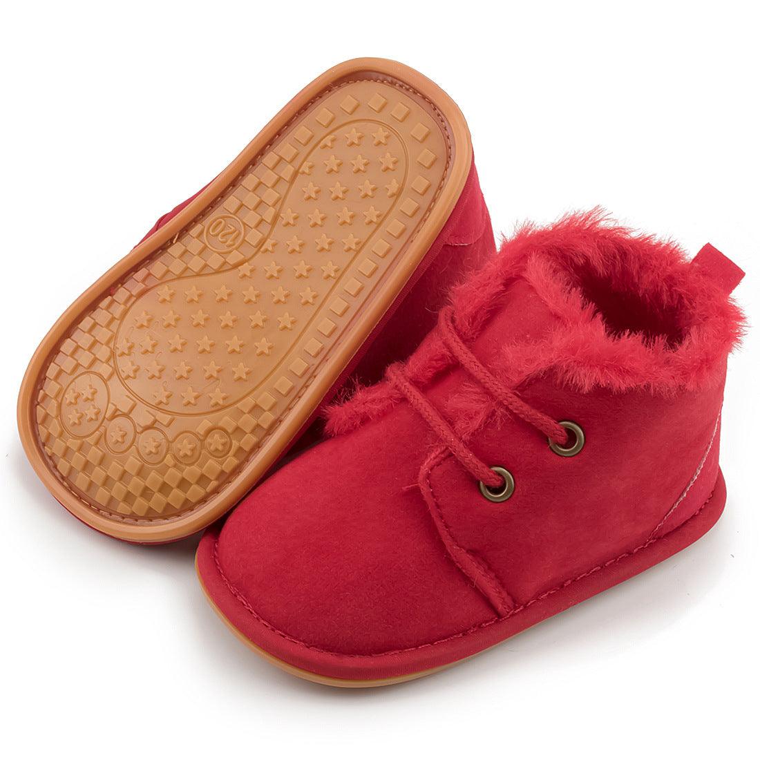 Warm And Velvet Baby Rubber-soled Non-slip Toddler Shoes - Almoni Express