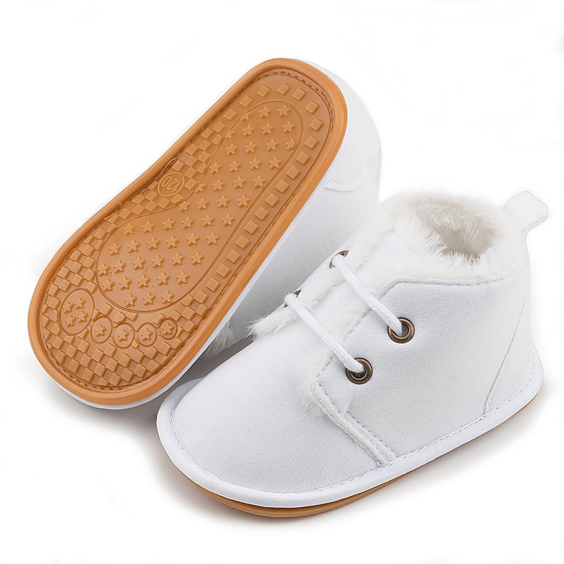 Warm And Velvet Baby Rubber-soled Non-slip Toddler Shoes - Almoni Express