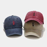 Washed-out Vintage Matching Baseball Cap British Style Street Hipster Casual Peaked Cap Women's Embroidered Sun Hat - AL MONI EXPRESS