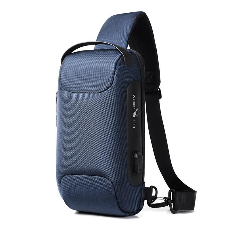 Waterproof USB Anti-theft Bag Men Oxford Crossbody Shoulder Bag Sling Multifunction Short Travel Messenger Chest Pack - AL MONI EXPRESS