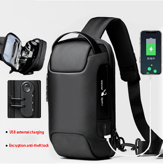 Waterproof USB Anti-theft Bag Men Oxford Crossbody Shoulder Bag Sling Multifunction Short Travel Messenger Chest Pack - AL MONI EXPRESS