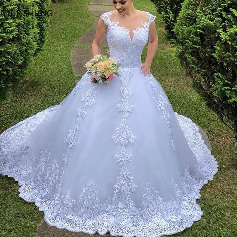 Wedding Dress White Vintage Lace Wedding Dress - Almoni Express