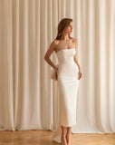 White Strapless Dress The Bride's Engagement Certificate Out The Door - Almoni Express