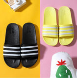 White Stripes Slippers For Women And Men Bathroom Slippers Home Shoes - AL MONI EXPRESS