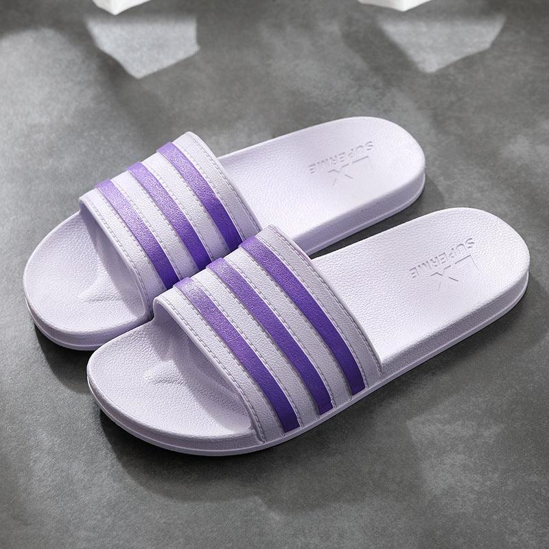 White Stripes Slippers For Women And Men Bathroom Slippers Home Shoes - AL MONI EXPRESS