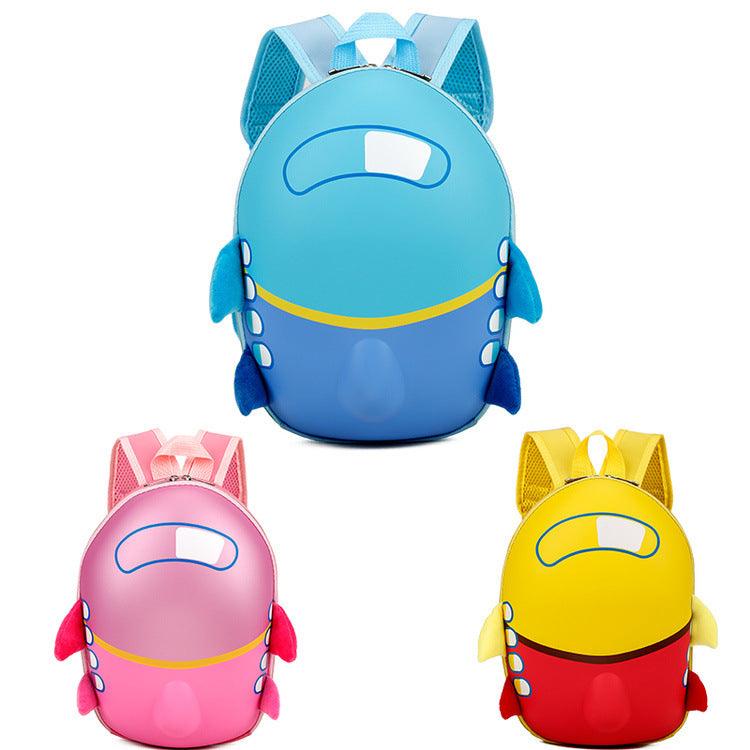 Wholesale children's cartoon kindergarten schoolbag small aircraft hard shell backpack waterproof eggshell double shoulder bag - Almoni Express