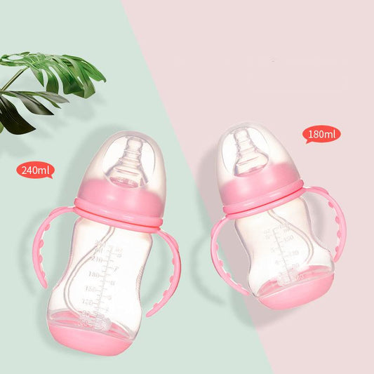 Wide Caliber PP Baby Bottle Anti-colic With Handle Straw Baby Feeding Bottle 180 240ML Optional Bulk - Almoni Express