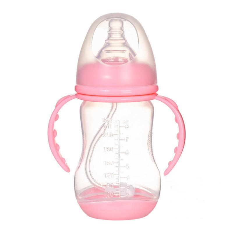 Wide Caliber PP Baby Bottle Anti-colic With Handle Straw Baby Feeding Bottle 180 240ML Optional Bulk - Almoni Express