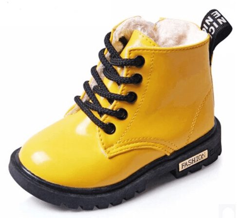 Winter Children Shoes PU Leather Waterproof Martin Boots Kids Snow Boots - Almoni Express