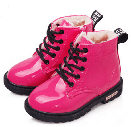 Winter Children Shoes PU Leather Waterproof Martin Boots Kids Snow Boots - Almoni Express