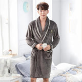 Winter Flannel Lovers Robe Gown Elegant Solid Casual Sleepwe - Almoni Express