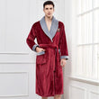 Winter Flannel Lovers Robe Gown Elegant Solid Casual Sleepwe - Almoni Express