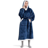 Winter Hoodie Blanket With Button Design Warm Home Clothes Women Men Oversized Pullover - AL MONI EXPRESS