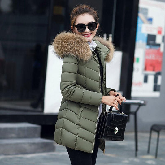 Winter jacket women fashion slim long cotton-padded Hooded jacket parka female wadded jacket outerwear winter coat women - Almoni Express