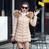 Winter jacket women fashion slim long cotton-padded Hooded jacket parka female wadded jacket outerwear winter coat women - Almoni Express