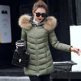 Winter jacket women fashion slim long cotton-padded Hooded jacket parka female wadded jacket outerwear winter coat women - Almoni Express