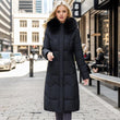 Winter Long Coat With Thickened Fur Collar Straight Slim Cotton-padded Jacket Women - Almoni Express