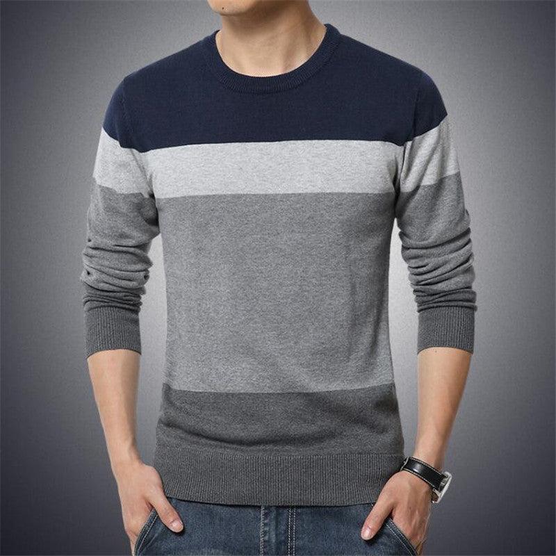 Winter Men's Round Neck Thicken Sweater Tide Student Simple Teen Plus Fat Large Size Men's Fat Man Knit Sweater - AL MONI EXPRESS